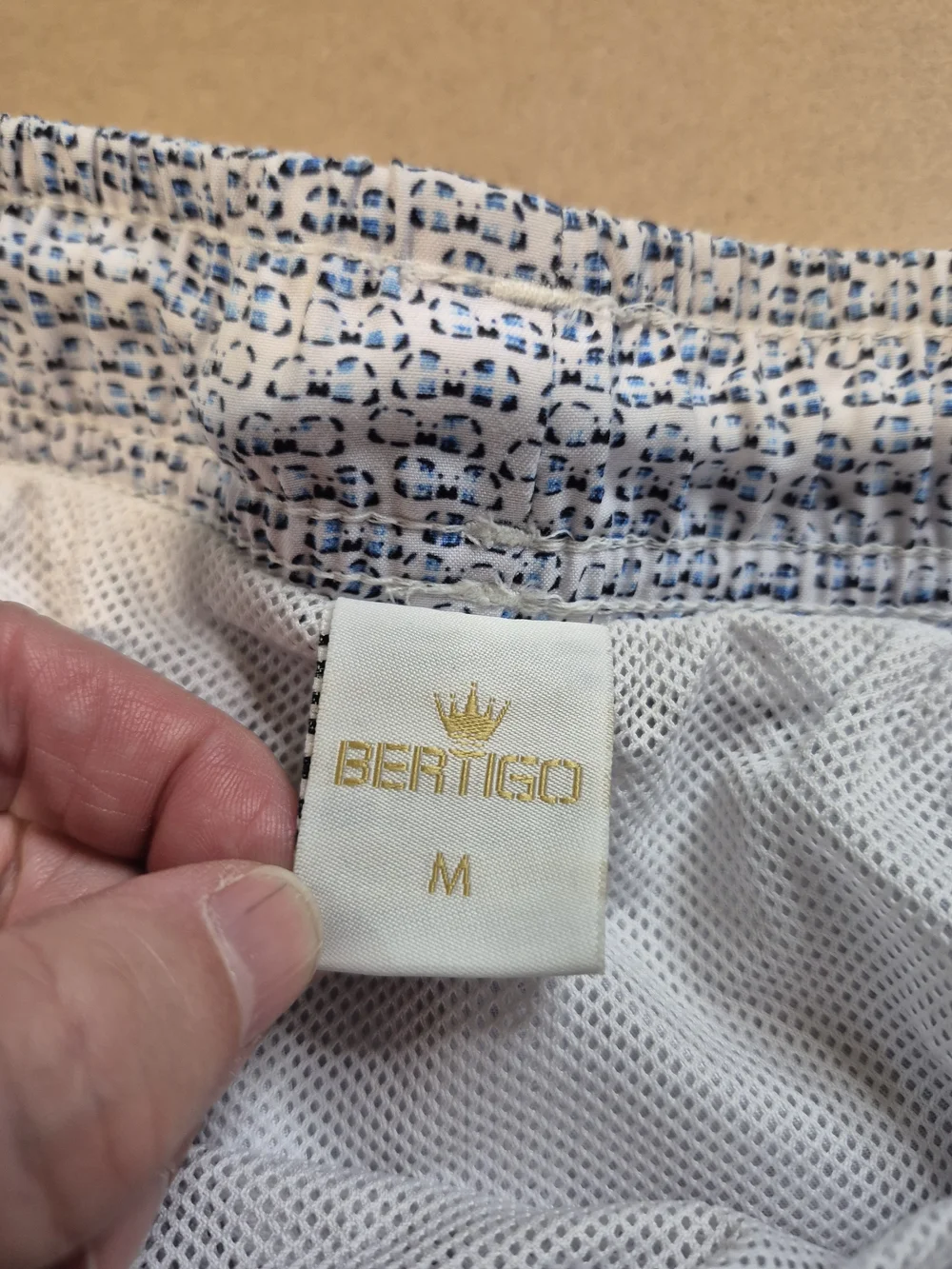 Men's White & Blue Micro Pattern Swim Trunks 4462/4